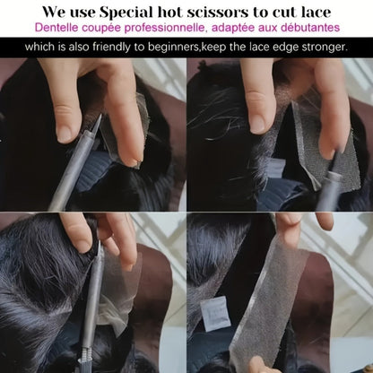 Straight Human Hair Wig with 4x4 Lace Closure, Center Part and Black 16–36 Inch Length Options