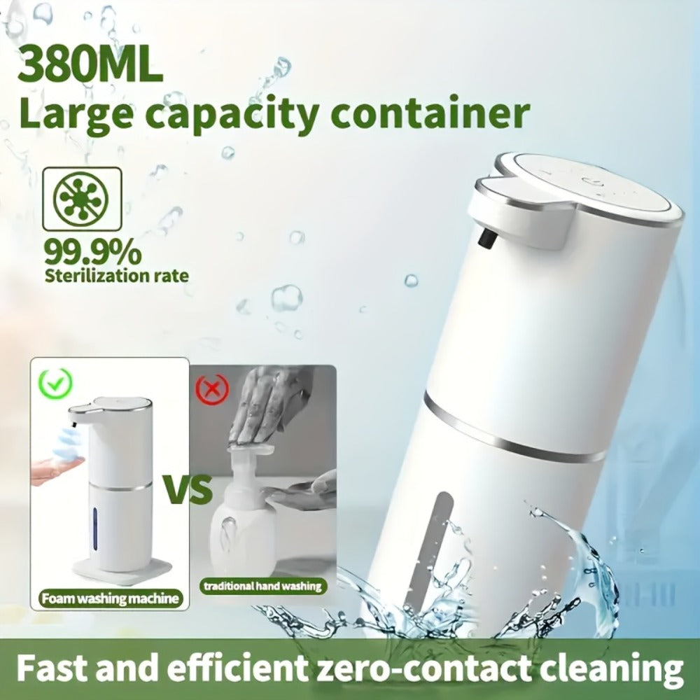 Foam Soap Dispenser Wall Mount Touchless 400ml USB Rechargeable IPX5 4 Adjustable Levels for Home Cooking, Dining and Outdoor Meals