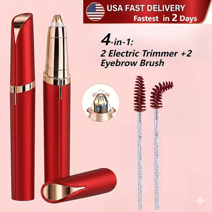 Two-Piece Rechargeable Eyebrow Trimmer Set in Pink, White or Three Colorful Finish Options for Facial Grooming
