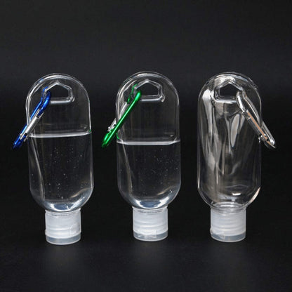 50-Pack 1.7 oz Clear Refillable Travel Bottles with Keychain Tops for Toiletries and Liquids