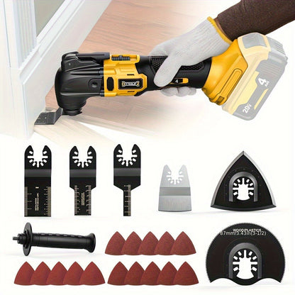 Oscillating Multi Tool Brushless Cordless Compatible with DeWalt 20V / 18V Battery – 21000 OPM Variable Speed, 4.5° Oscillating Angle, Anti-Vibration, Wood Cutting Blades & Sanding Pads (Battery Not Included)