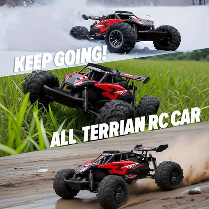 Remote Control Car, 1:18 Scale Alloy Monster Truck with 2.4GHz Control, LED Headlights and Red or Yellow Finish