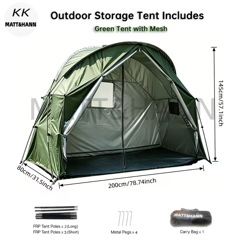 Camping Tent Single-Person Freestanding Bicycle Shelter with Mesh Panels, Polyester Body and Steel Poles