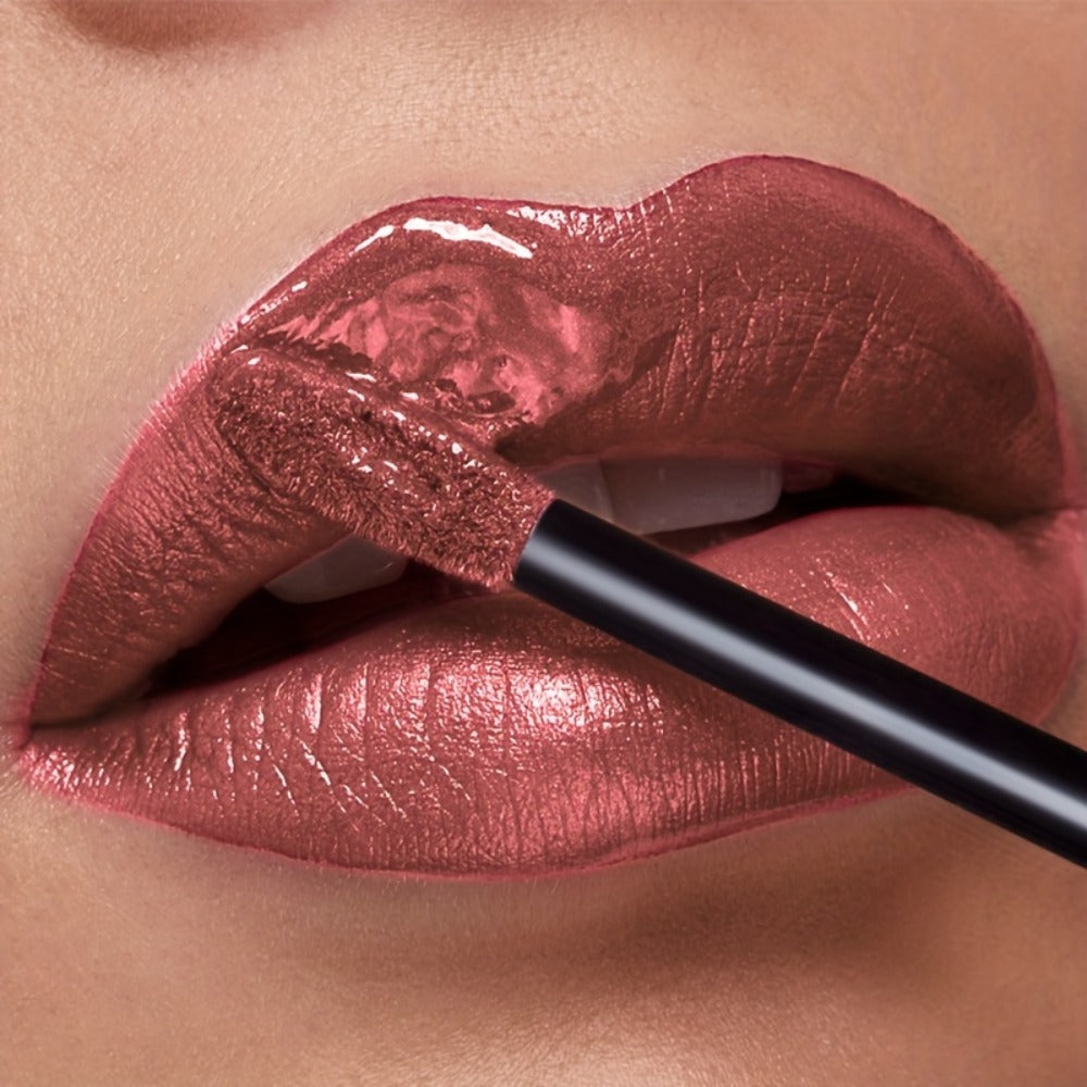 Metallic Shimmer Liquid Lip Color with 22 Numbered Shades, 7.2cm Clear Tube and Wand Applicator