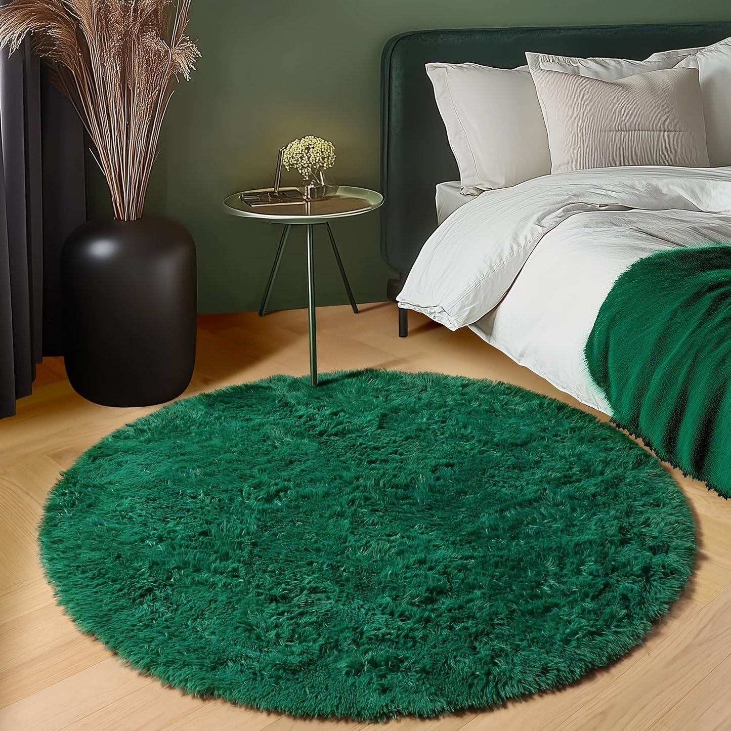 Area Rug Fluffy Faux-Fur Shag in Solid, Tie-Dye and Ombre Colors with Six Retained Room Sizes
