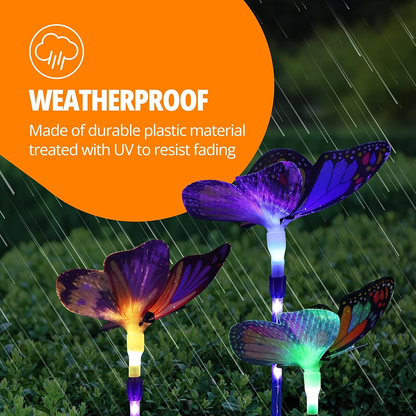 Solar Garden Lights Butterfly Stakes with Color-Changing LEDs in 3- or 6-Pack Sets for Lawn Decor