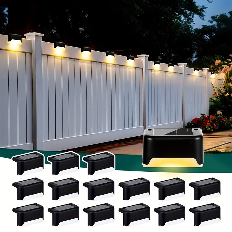 Solar Powered LED Deck Lights – Auto On/Off Outdoor Step Lights for Stairs, Fence, Pathway & Patio, 12-Hour Continuous Lighting, Weatherproof Solar Stair Lights for Garden, Yard & Commercial Use