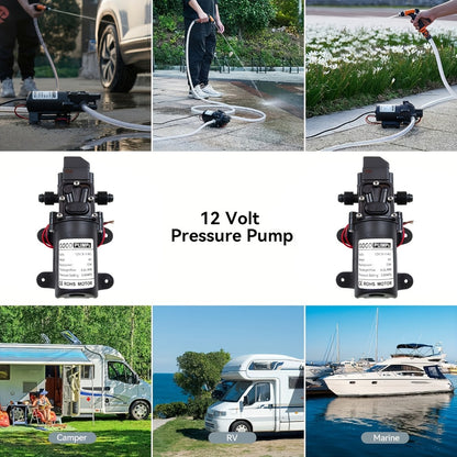 12V Self-Priming Water Pump 130PSI - High Pressure Portable Electric Pump for Car Wash, RV, Camper Van & Water Pressurization (1/2/3 Pack)
