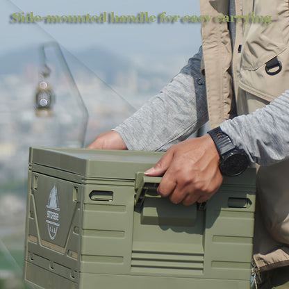 Outdoor Storage Box with Foldable Lid Table, Army Green