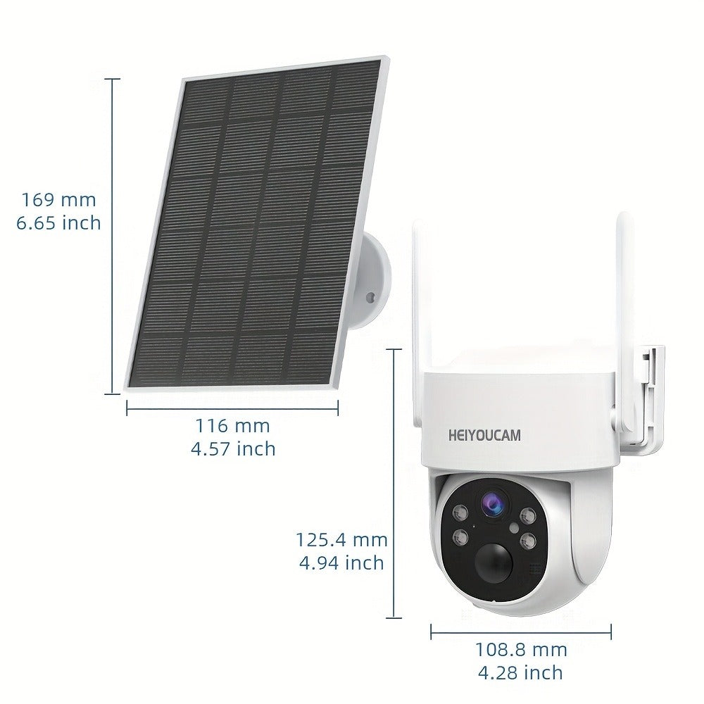 Solar PTZ Security Camera Outdoor 4K Wireless – 360° Pan Tilt Zoom, PIR Motion Detection Alarm, Full Color Night Vision, Two-Way Audio, SD & Cloud Storage, Easy Install WiFi Camera