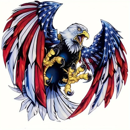 American Flag Eagle Vinyl Decal Stickers - 4-Pack Glossy Patriotic Eagle Stickers, Self-Adhesive Irregular Shape for Car Window, Truck Bumper, Wood, Glass, Metal & Ceramic Surfaces