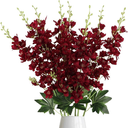 Artificial Flowers Eight-Piece Delphinium Larkspur Set with 33.5-Inch Silk Stems in 11 Colors