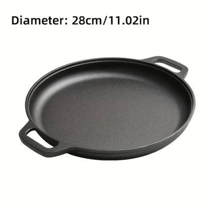 28cm Cast Iron Skillet with Dual Loop Handles and Broad Round Cooking Surface for Oven, Grill or Campfire Use