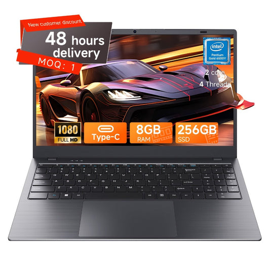 15.6 Inch Ultra-Thin Laptop, Intel Pentium 6500Y, 8GB RAM 256GB SSD, 4K Dual-Screen Support, Quad Stereo Speakers, Type-C PD Fast Charging – Lightweight Office & Entertainment Notebook PC