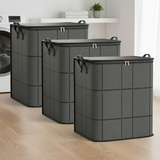 Clothing Storage Organizer Bags 3-Piece XL Foldable Set with Reinforced Handles and Zippers