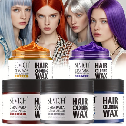 Temporary Hair Color Wax with Strong-Hold Styling Formula in Ten Shades for Parties and Costumes