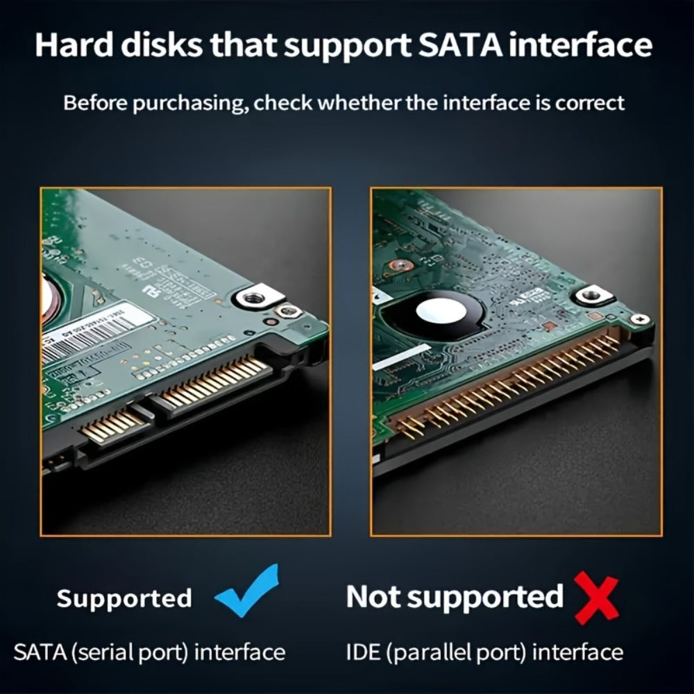 2.5 Inch External Hard Drive Enclosure USB 2.0 to SATA III Converter - Supports Up to 6TB HDD SSD, UASP High-Speed Transfer, Tool-Free Installation, ABS, Compatible with 7mm & 9.5mm Drives (Drive Not Included)