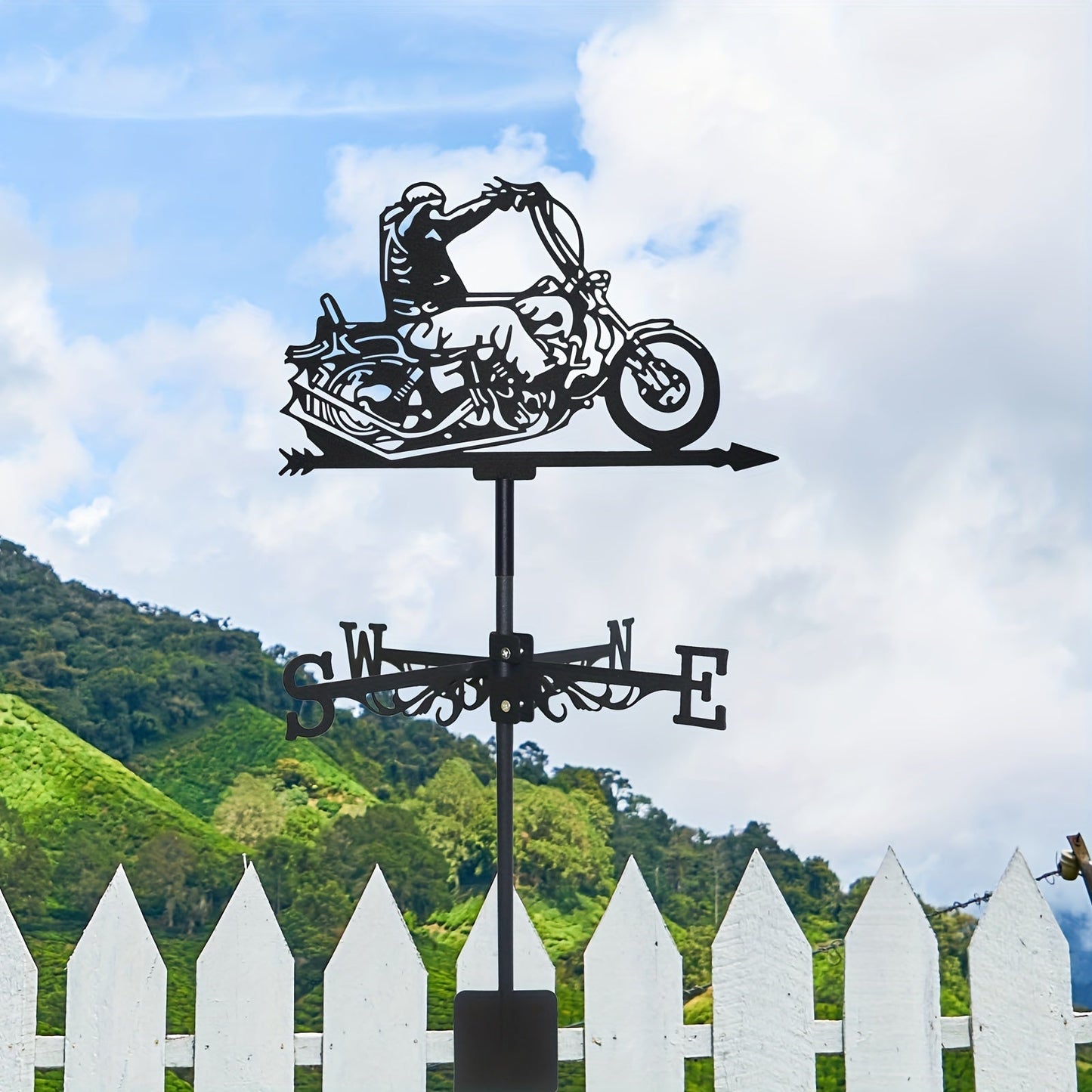 Weathervane | Metal Motorcycle Garden Yard Roof Wind Direction Decor