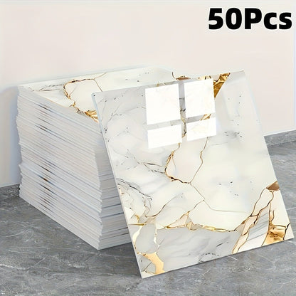 11.81-Inch Square Marble-Pattern Peel-and-Stick Wall Tiles in 50- or 100-Piece Design Options
