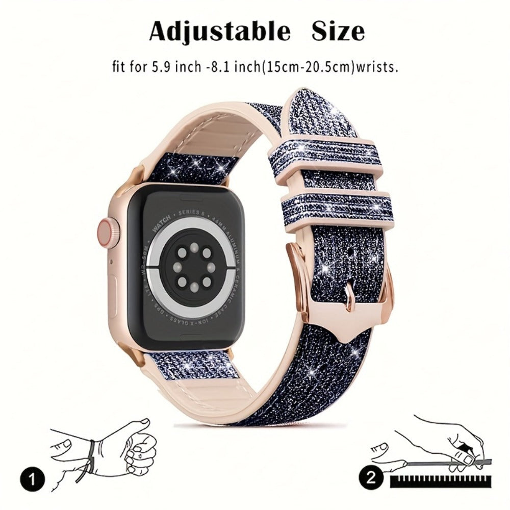 Rhinestone Mesh Watch Band and Matching Case Set for Apple Watch in 19 Color-and-Size Options
