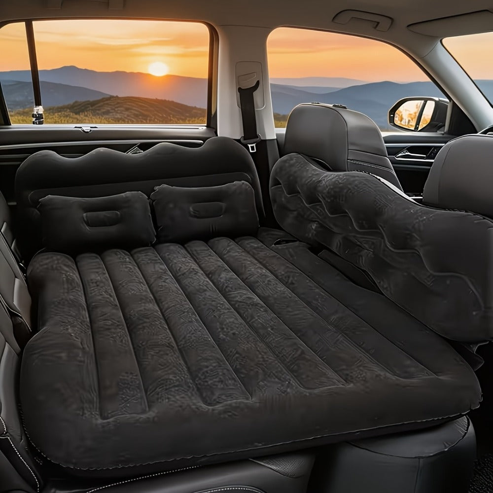 Inflatable Car Bed Plush Folding Design with Storage Bag & Tool Kit Soft Skin-Friendly Comfortable Outdoor Car Air Mattress for Camping Travel Road Trip, Multiple Colors