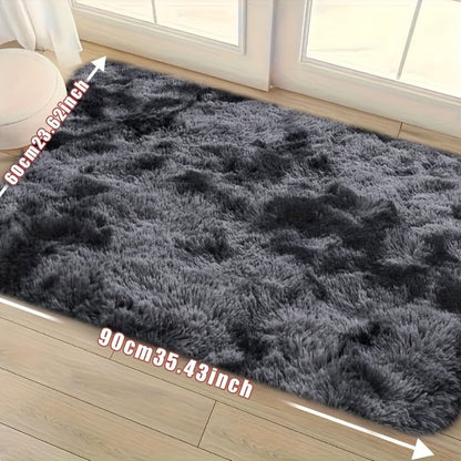 Tie-Dye Plush Area Rug Soft Non-Slip - Absorbent Machine Washable Fluffy Mat for Living Room Bedroom Bathroom, Modern Luxury Home Accent Rug, Dark Gray Black Light Gray Pink, 2 Sizes