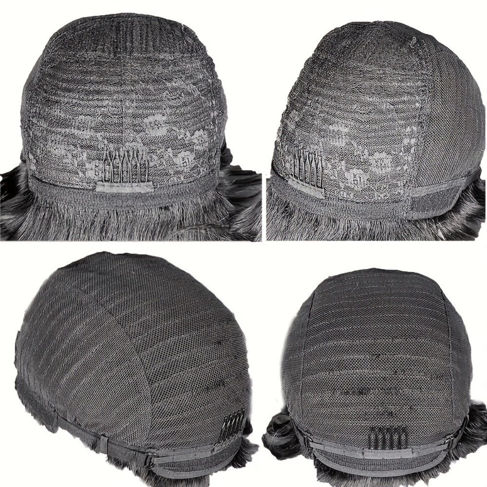 Pixie Cut Human Hair Wig with Bangs in 1B or Number 4 Color and 6 or 8 Inch Length Options