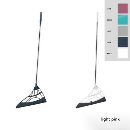 Extra Long Broom 45 Inch – Stainless Steel Handle, Unflagged Bristles, Rubber Sweep for Pet Hair & Debris, Indoor Outdoor Hard Floor Sweeper for Home Office Kitchen