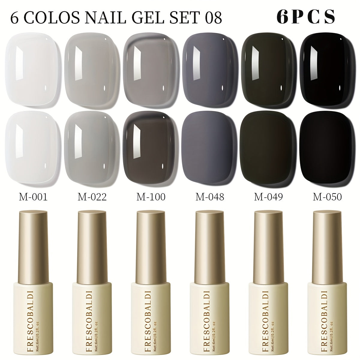 Gel Nail Polish Set with IRISGOBLADI Label, 6 Solid Colors per Set and 8 Retained Palettes