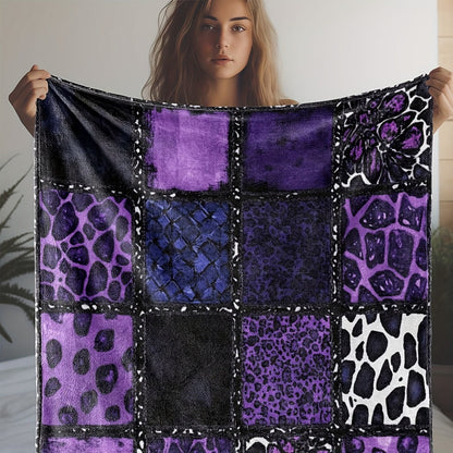 Purple Leopard Flannel Throw Blanket - Luxury Plush Soft Warm Cozy Blanket for Sofa Bed Car Camping Travel, All-Season Gift Blanket for Women