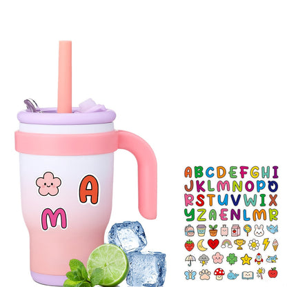 Insulated Tumbler 14oz Stainless Steel with Handle, Straw, Two-Way Lid and Ten Color Options