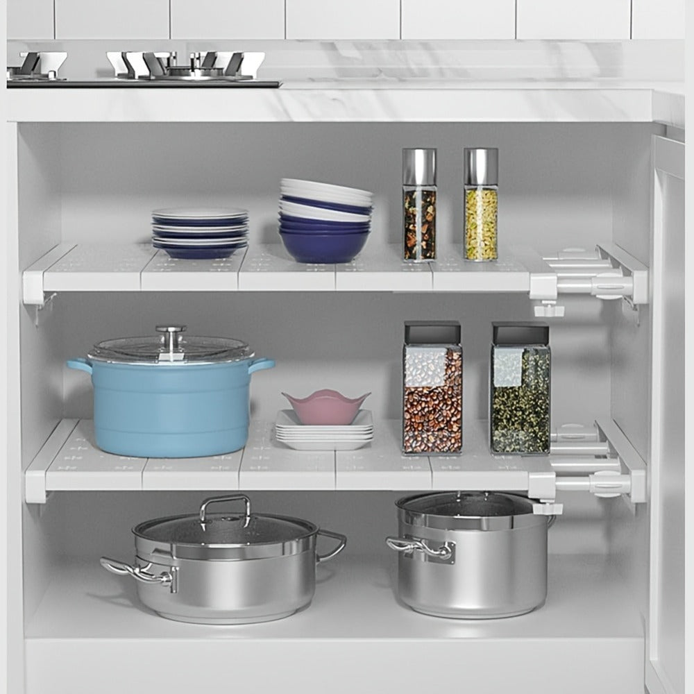 Adjustable Tension Shelf Rod Metal Storage Rack Expandable 18.9-31.5 Inch Closet Organizer for Home Cooking, Dining and Outdoor Meals