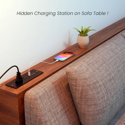 Power Strip Recessed Desk Outlet with Flush-Mount Design, USB-A, USB-C and 1.5-Meter Extension Cord