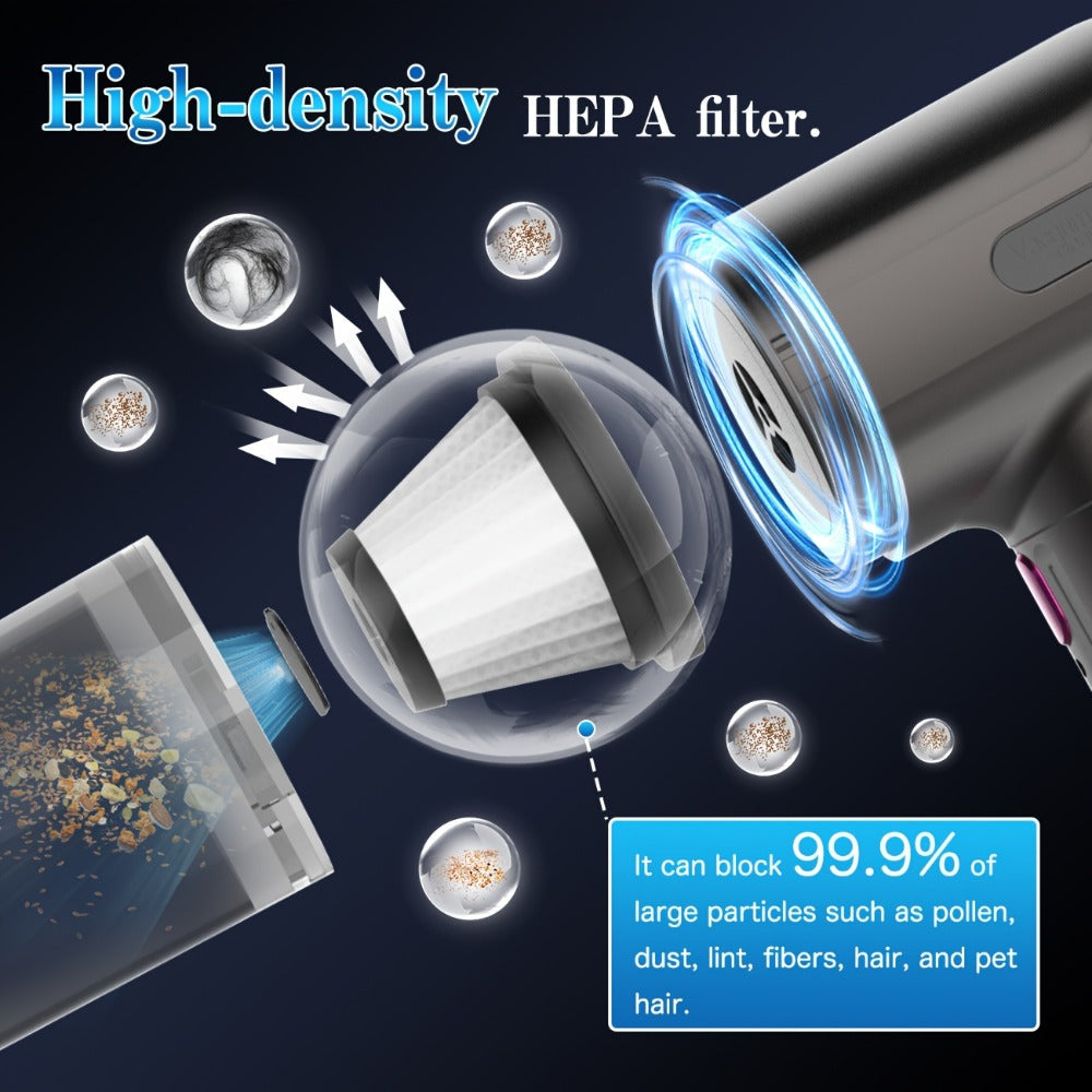 Cordless Car Vacuum Cleaner USB Rechargeable – Powerful Handheld Vacuum with Blow & Suction, Multiple Accessories for Car, Home, Office & Outdoor Use, Portable Strong Suction Auto Vacuum