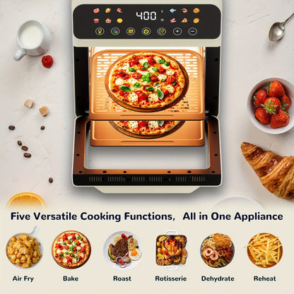 12-Quart Countertop Air Fryer Oven with Viewing Window, Interior Light and White or Black Finish