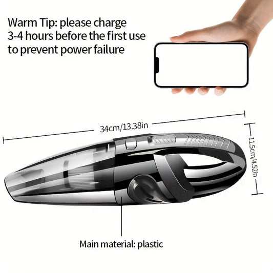 Handheld Vacuum Cleaner with USB Charging, Aluminum Fan Blade, Accessory Set and Black Finish