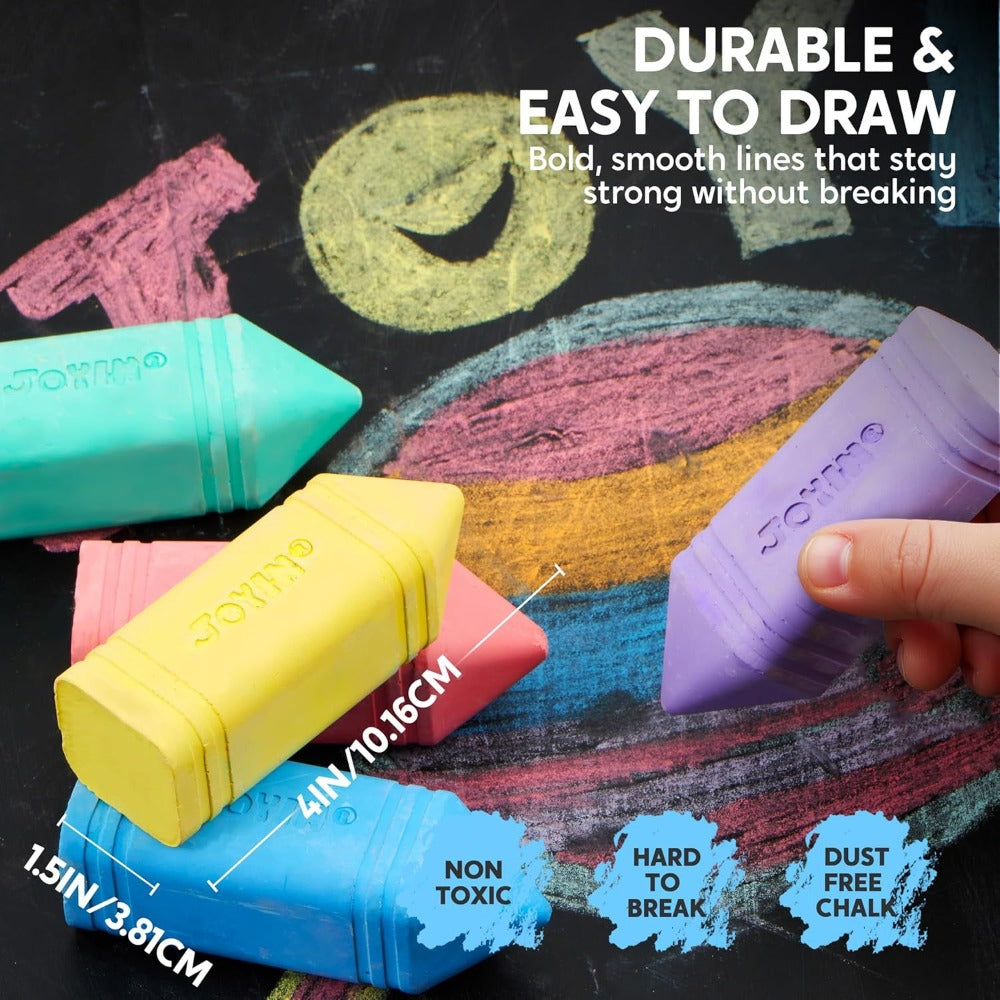 Jumbo Sidewalk Chalk 12 Pack 6 Colors Washable Non-Toxic Outdoor Chalk for Kids Toddlers Cone Shaped Sidewalk Art Playground School Supplies Birthday Christmas Gift