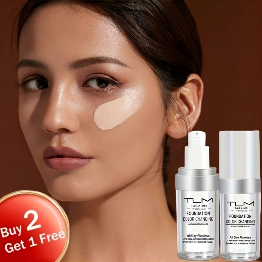 TLM Color Shifting Foundation BB Cream 3 Pack - Temperature Adaptive Skin Tone Matching Base Makeup Buildable Coverage Lightweight Flawless Finish All Skin Types Women Gift Set