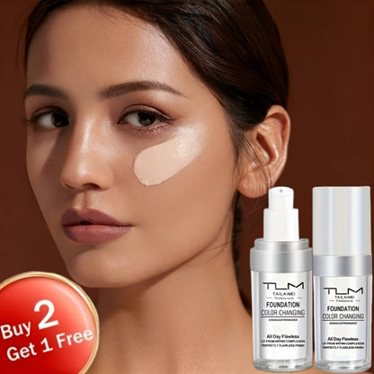 TLM Color Shifting Foundation BB Cream 3 Pack - Temperature Adaptive Skin Tone Matching Base Makeup Buildable Coverage Lightweight Flawless Finish All Skin Types Women Gift Set