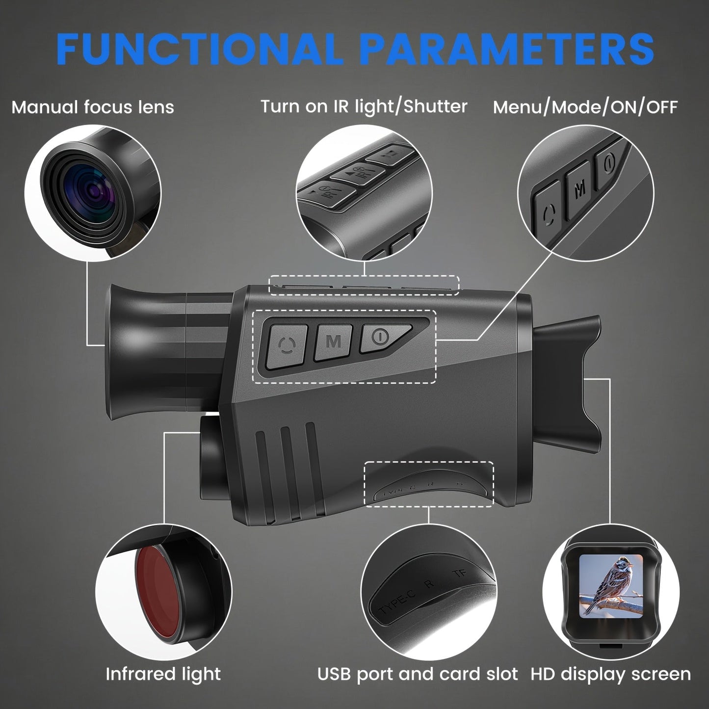 Night Vision Monocular 10x40 IR – 16x Digital Zoom, 32GB Card