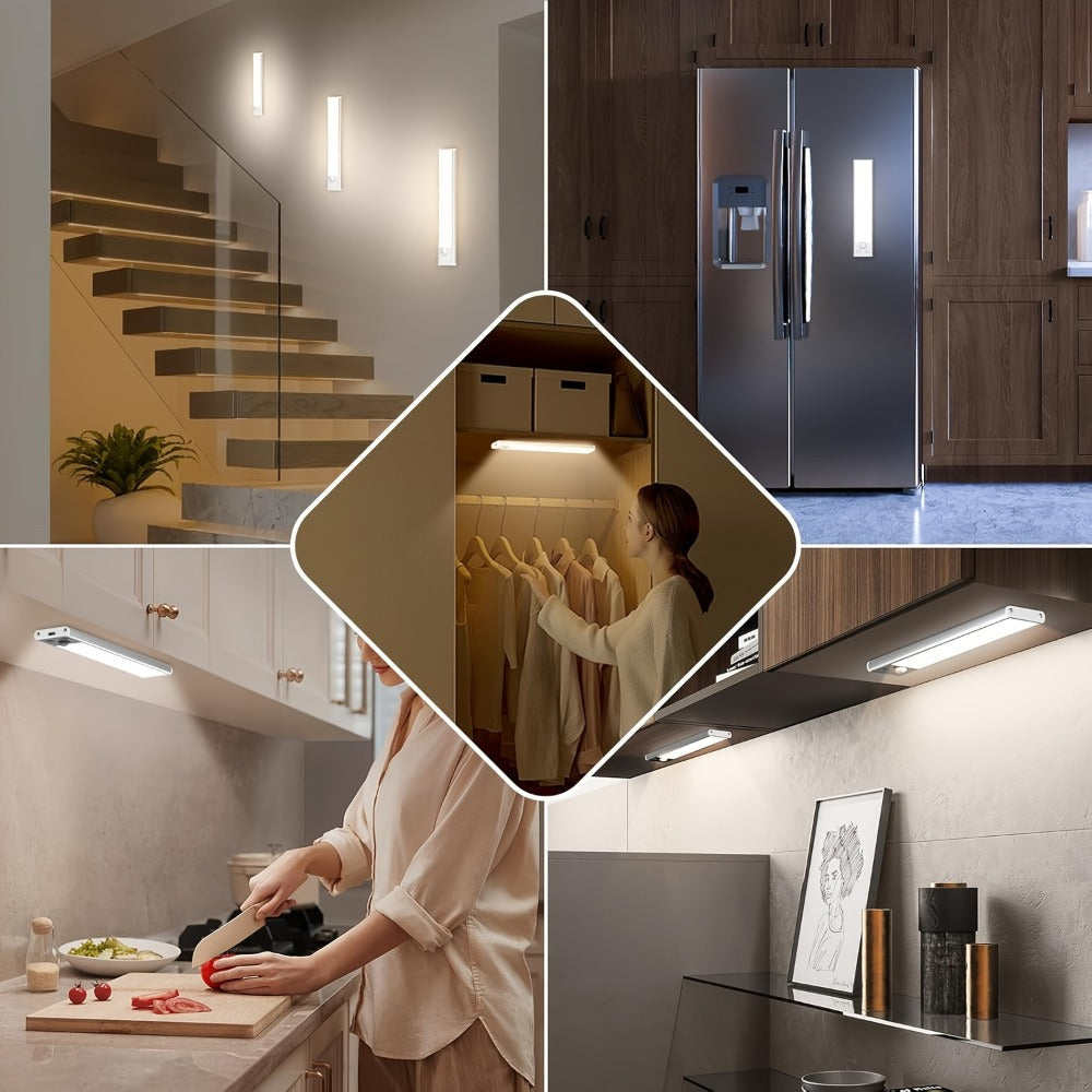 Rechargeable Under Cabinet Lights Wireless – 68 LED Motion Sensor Cabinet Light with 3 Color Temps & 2000mAh Battery – Under Counter Lighting for Kitchen Closet Pantry
