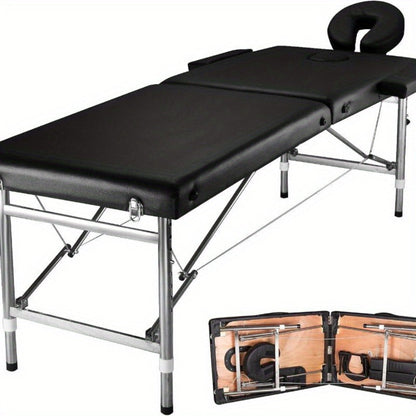 Portable Massage Table Foldable Aluminum Spa Bed – 3-Fold Adjustable Height 24" Wide Padded Treatment Bed for Esthetician, Lash Tech, Tattoo Artist, Waxing & Mobile Beauty Salon