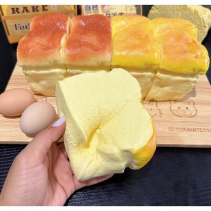 Squishy Bread Slow Rising Stress Toy, Skin-Touch Simulated Bread Fidget Squeeze Toy Desk Decor Anxiety Gift for Kids Adults