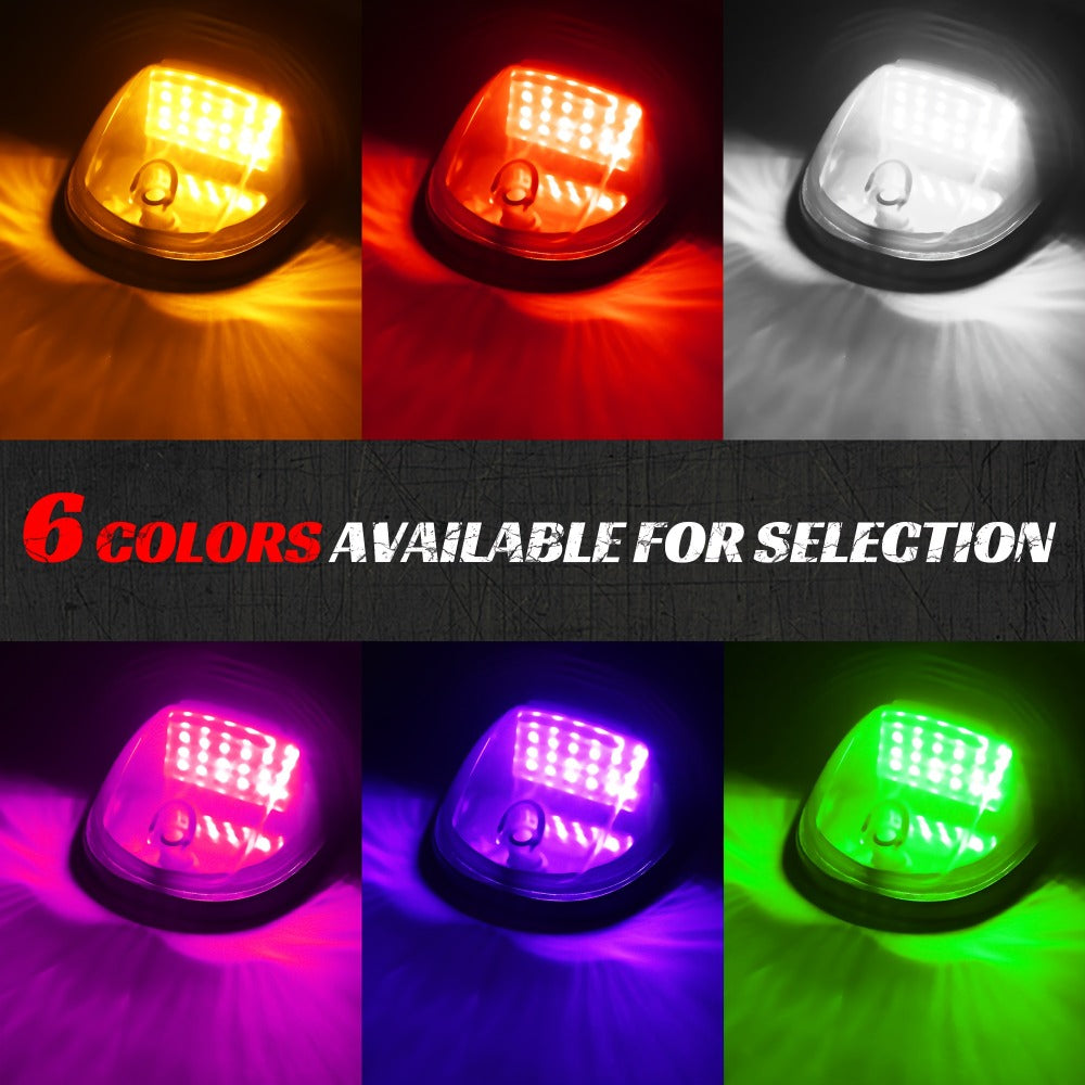 5pcs LED Cab Roof Marker Lights 16/24 LED 12V Super Bright UV-Resistant ABS Lens with Wiring Harness Kit for 2003-2018 Pickup Trucks 1500 2500 3500 4500 5500, White Amber Red Blue Green Purple