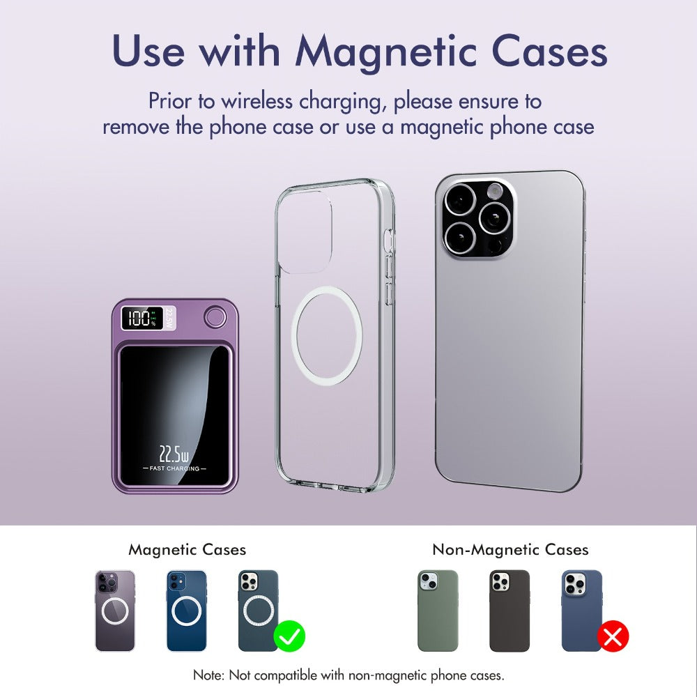 Magnetic Wireless Power Bank with 5000mAh and 10000mAh Labels, Flip Display and Four Color Options