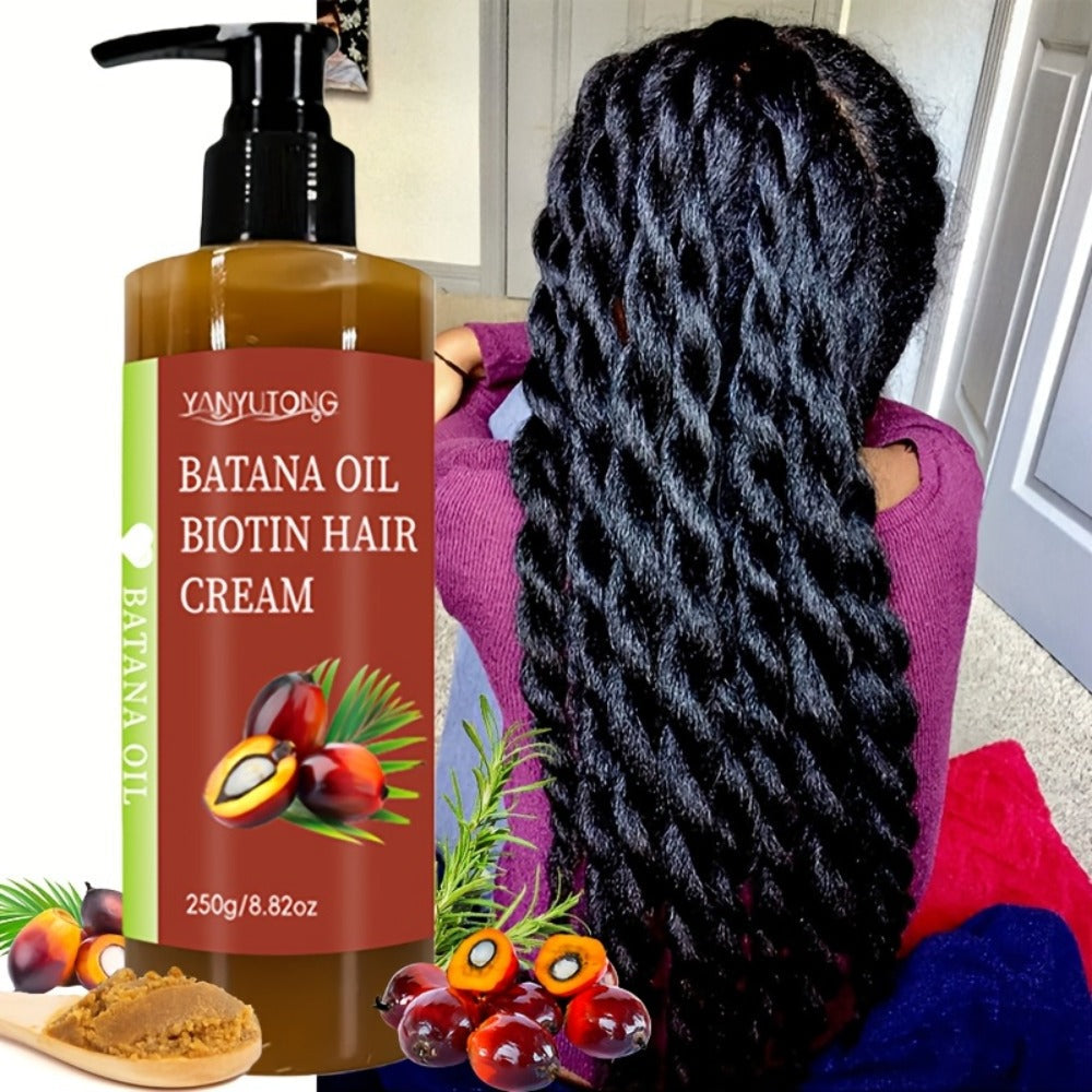 Unrefined Batana Oil Cream 250g with Squalane & Shea Butter — Honduras Deep Moisturizing Hair Treatment, Repairs Dry Damaged Hair, Boosts Shine, All Hair Types, Unisex