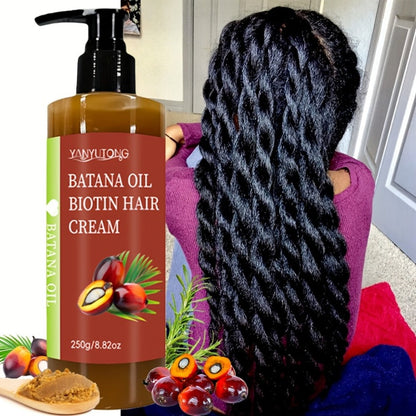 Unrefined Batana Oil Cream 250g with Squalane & Shea Butter — Honduras Deep Moisturizing Hair Treatment, Repairs Dry Damaged Hair, Boosts Shine, All Hair Types, Unisex