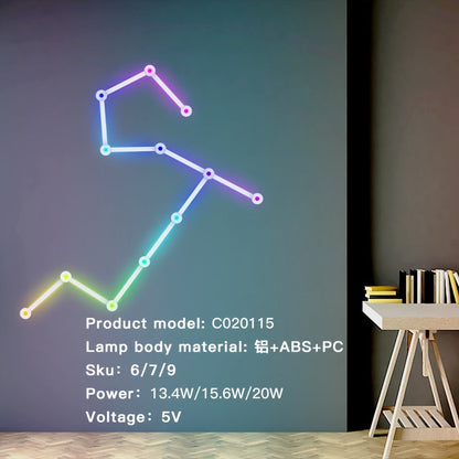 Modular LED Atmosphere Light 9pcs Starry Sky RGB – Freely Splicing, Music Sync, App & Voice Control | Gaming Room, Esports, Bedroom & Streaming Wall Decor Ambient Light