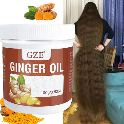 Hair Oil GZE Ginger 100g White Screw-Lid Jar with 3.53oz Label for Hair and Scalp Application