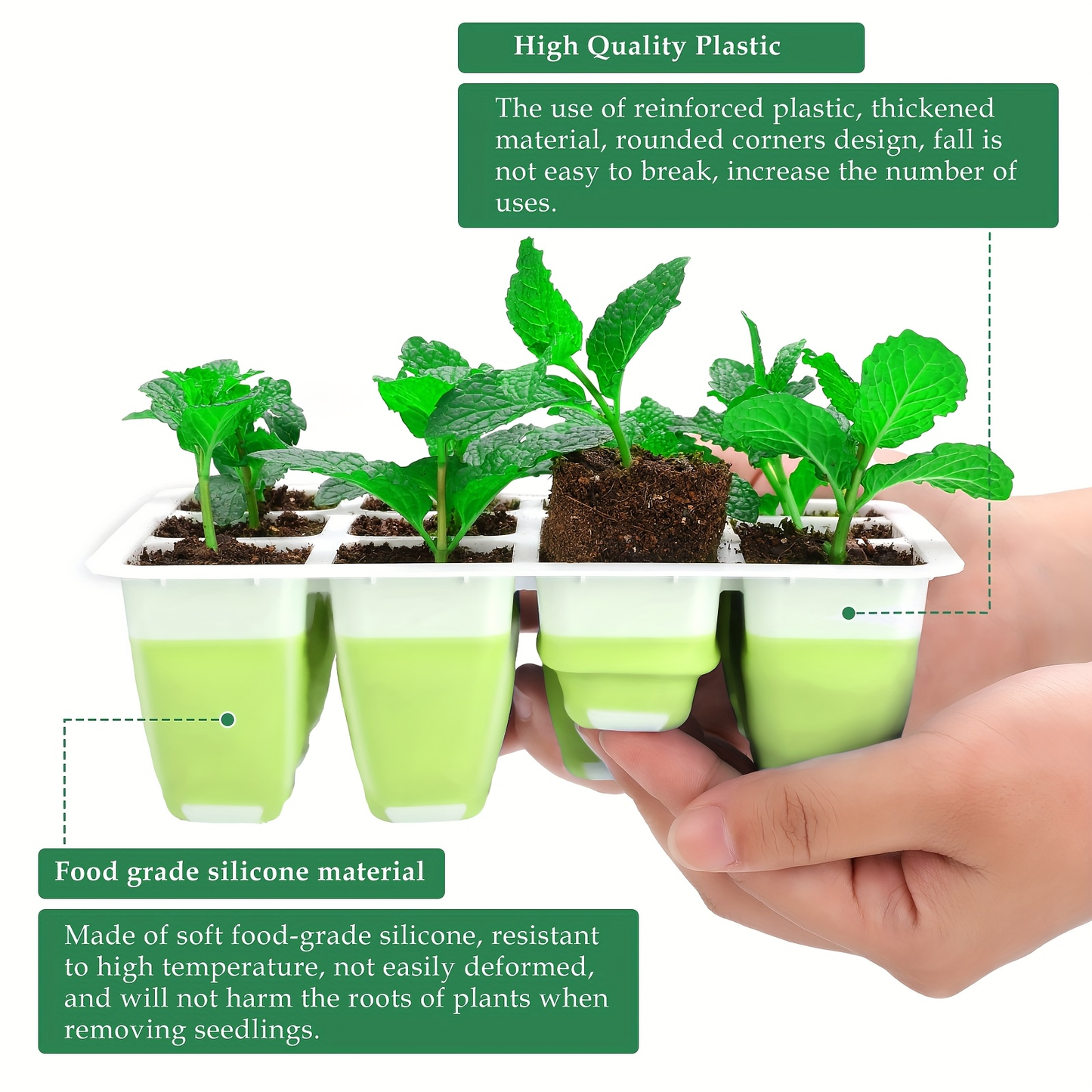 Seed Starting Tray with Flexible Pop-Up Units | Easy Transplant No Root Damage | Optimal Drainage | Reusable Seedling Tray 2pcs 6pcs 10pcs Multi-Pack